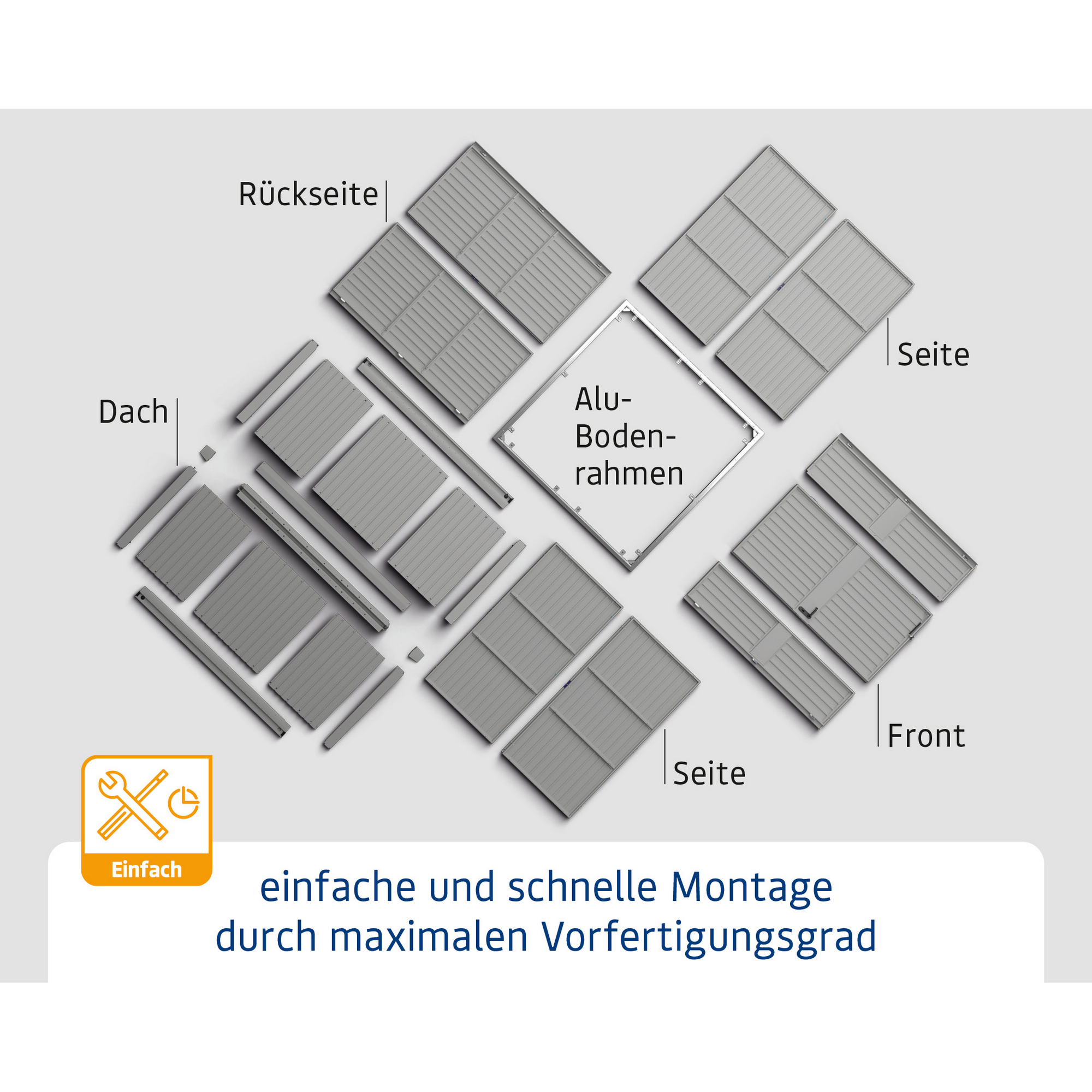 Gerätehaus 'Trend Typ 3' anthrazit matt 299,3 x 201,8 cm, mit Einzeltür und Fenster