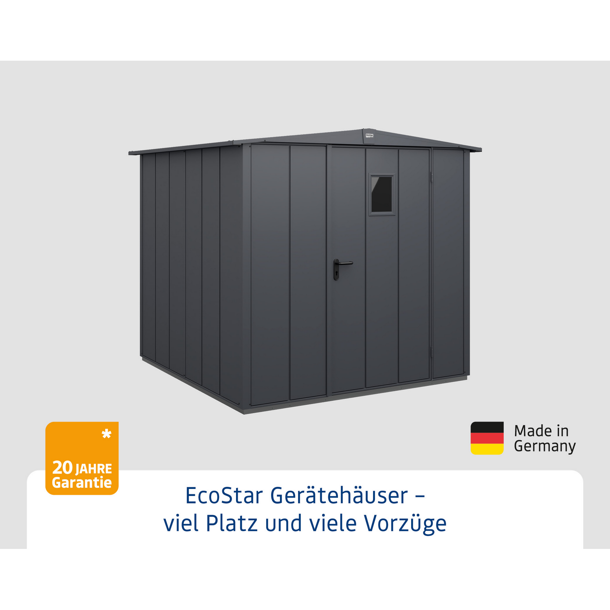 Gerätehaus 'Elegant Typ 2' anthrazit matt 218,2 x 218,2 cm, mit Einzeltür und Fenster