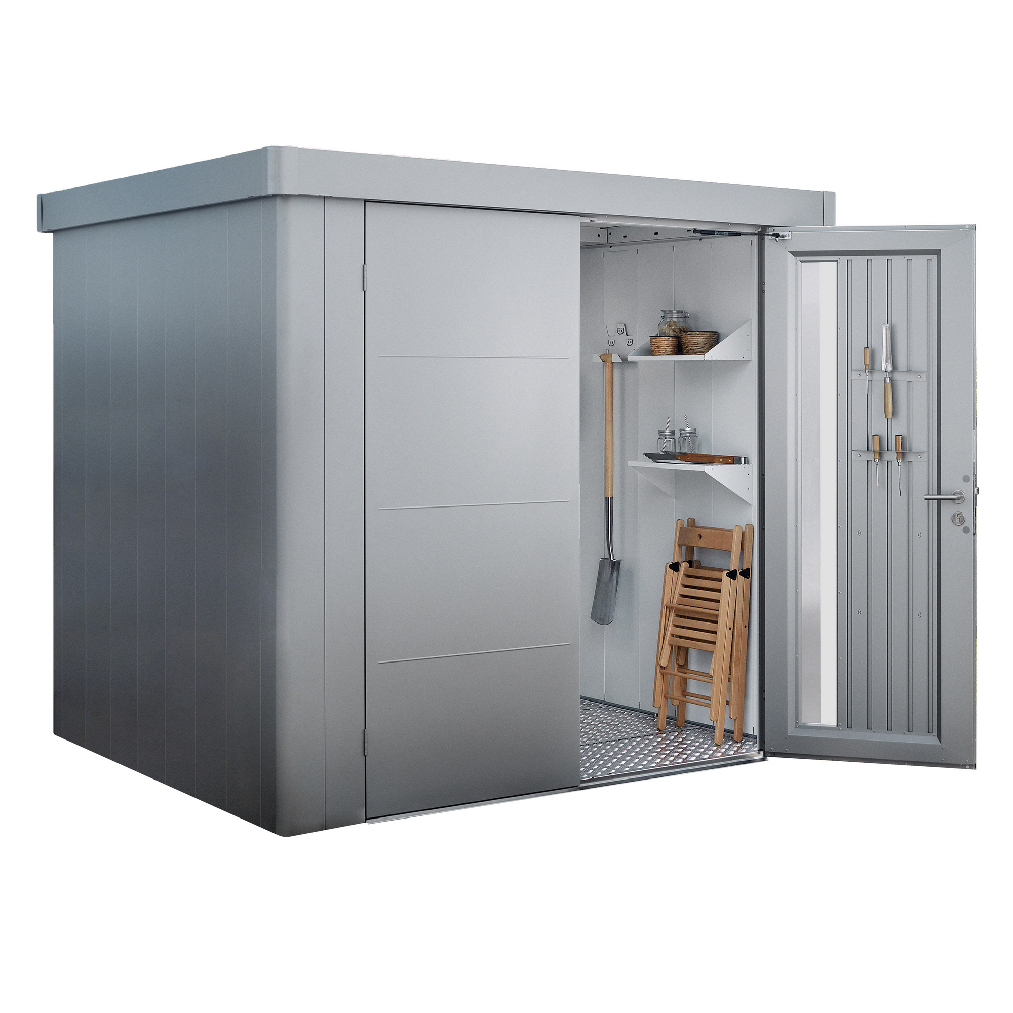 Gerätehaus 'Neo 3C' silber-metallic 292 x 292 cm mit Standardtür