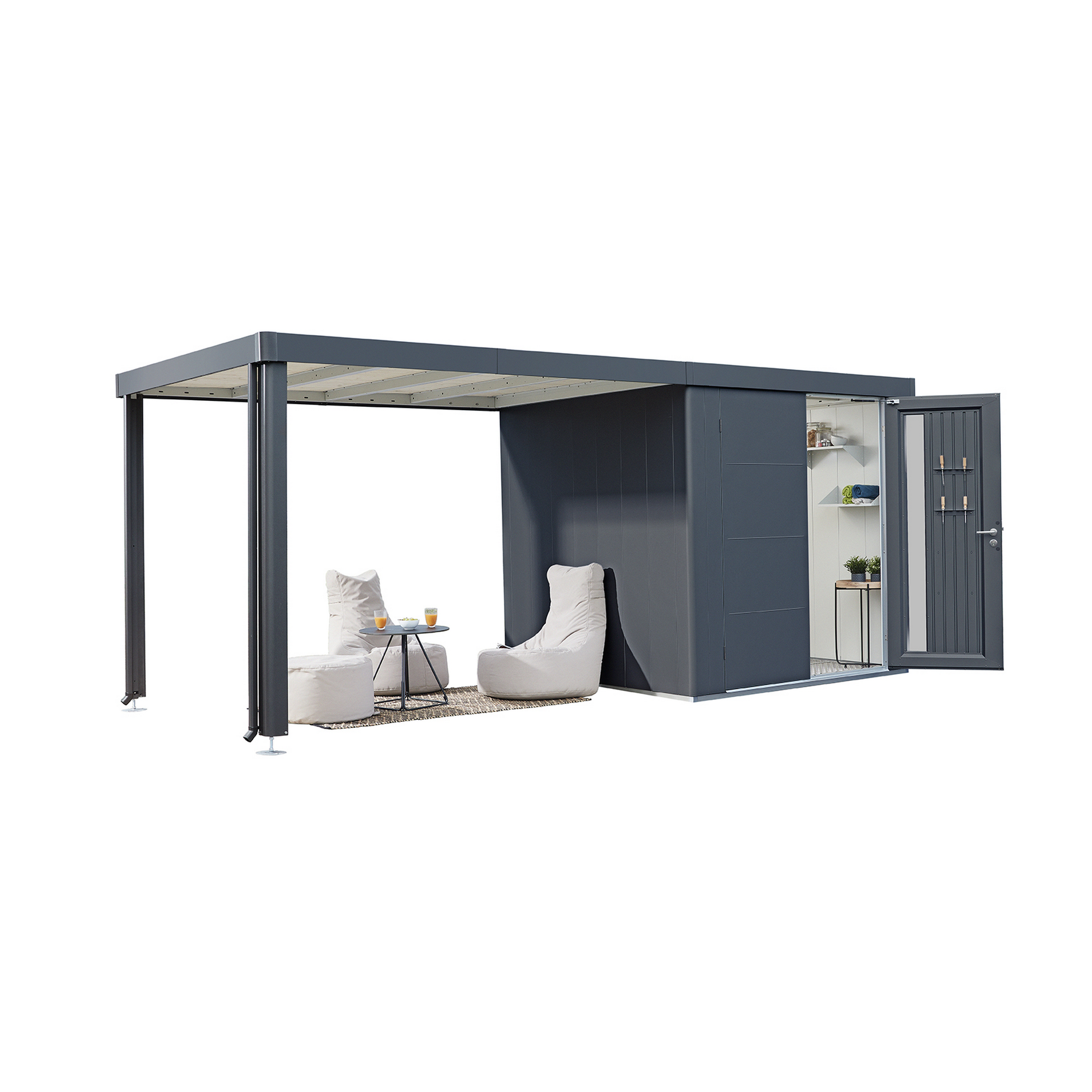 Gerätehaus 'Neo 1D' dunkelgrau-metallic 348 x 180 cm mit Doppeltür + product picture