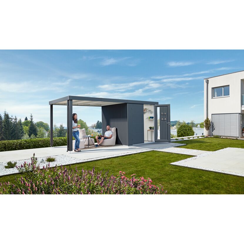 Zwei Personen entspannen im Gartenhaus GH Neo 1D