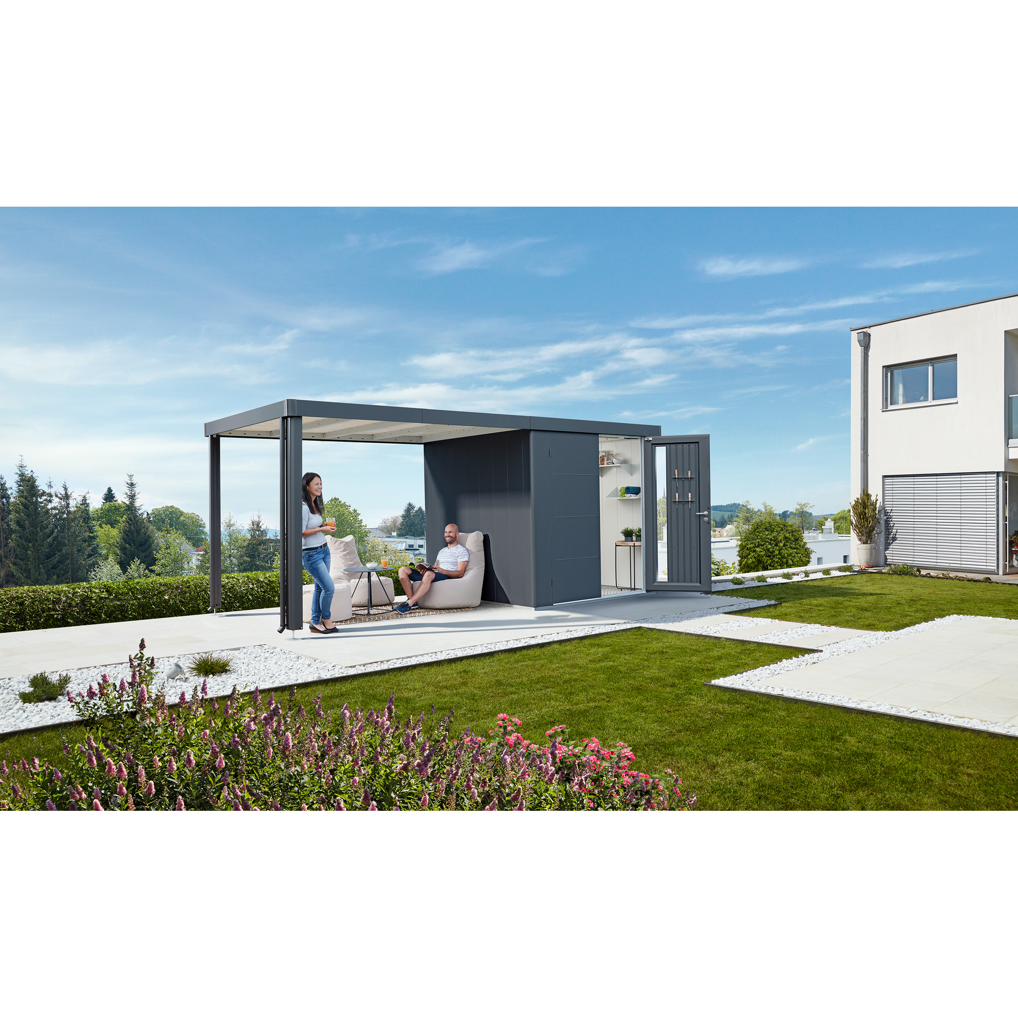 Gerätehaus 'Neo 2C' dunkelgrau-metallic 292 x 236 cm mit Doppeltür