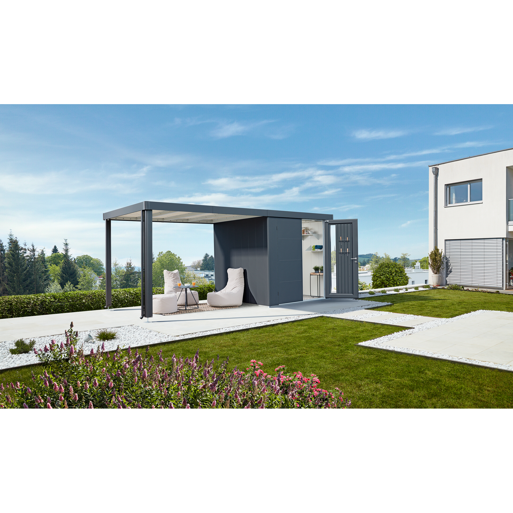 Gerätehaus 'Neo 2C' dunkelgrau-metallic 292 x 236 cm mit Doppeltür