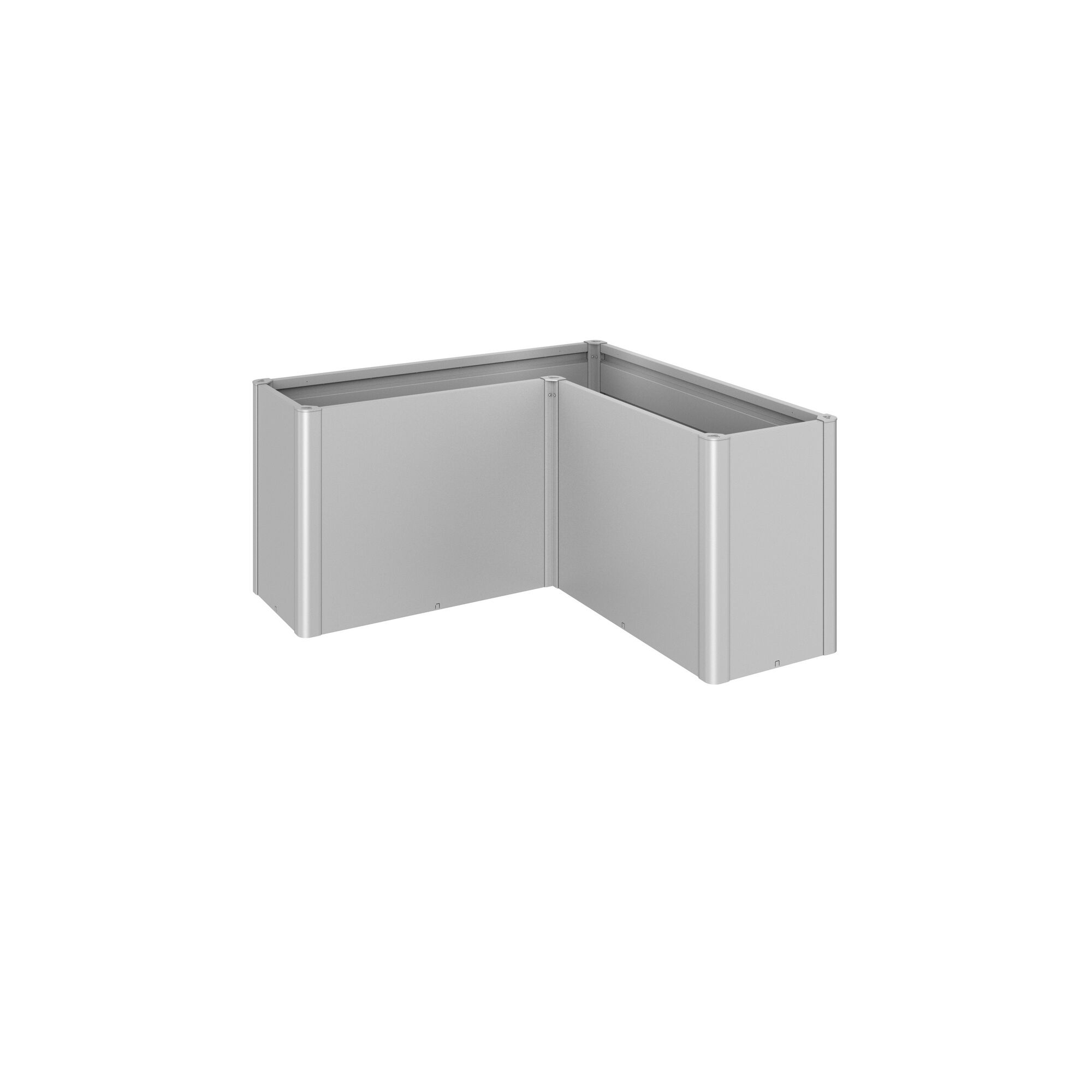Eckiges Hochbeet aus Metall in Silber