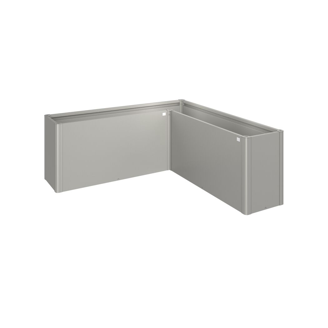 Eckiges Hochbeet aus Metall in Grau