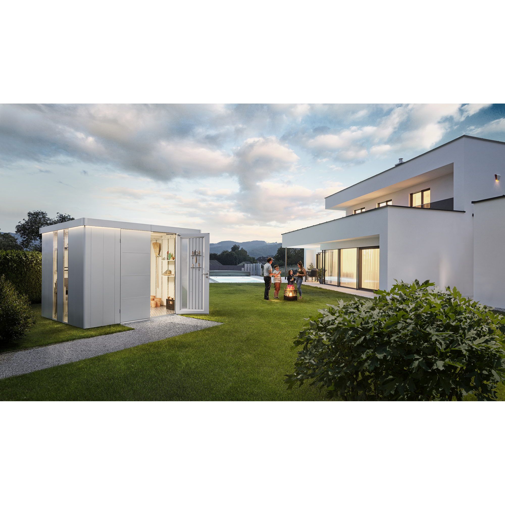 Gerätehaus 'Neo 3C' silber-metallic 292 x 292 cm mit Doppeltür
