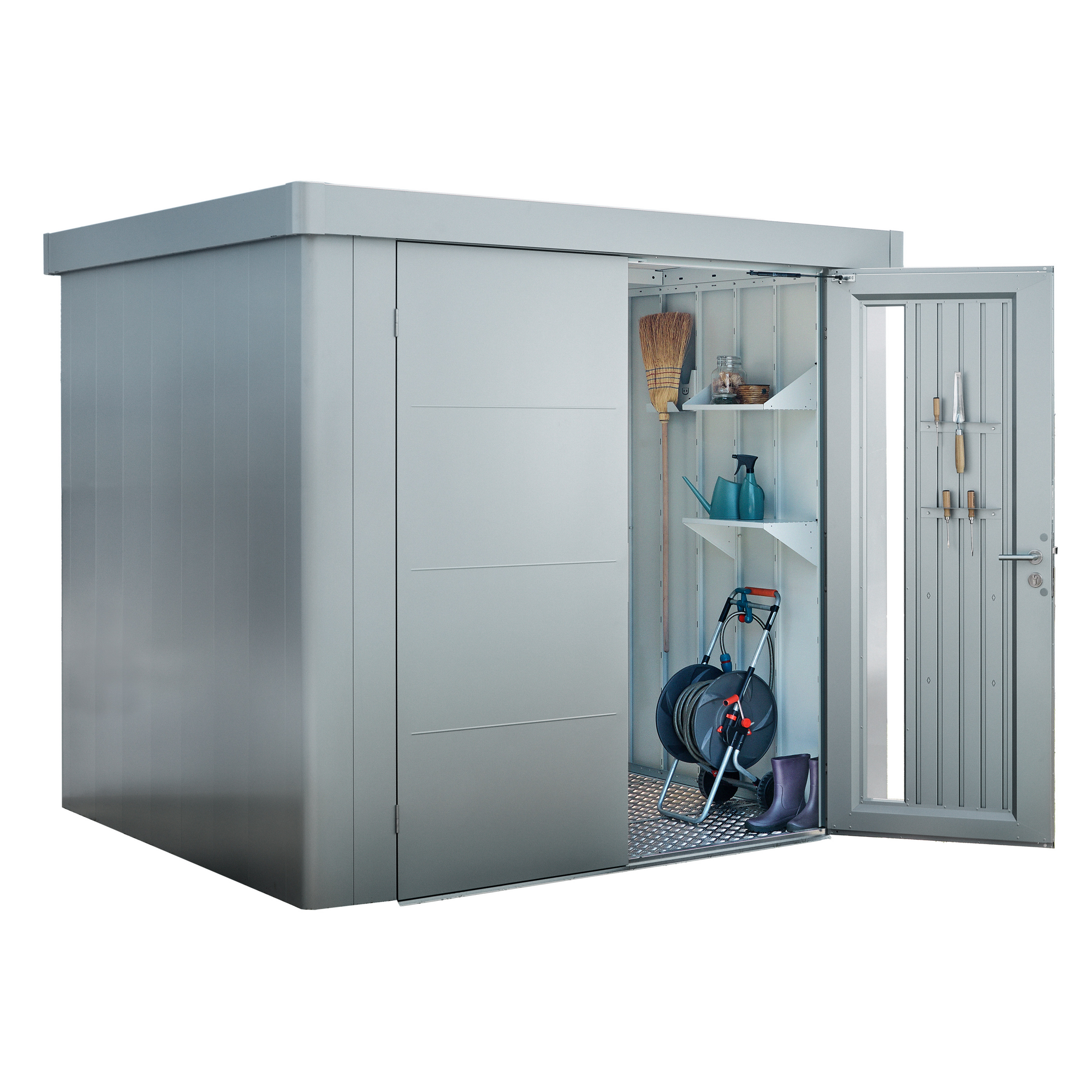 Gerätehaus 'Neo 3C' silber-metallic 292 x 292 cm mit Doppeltür