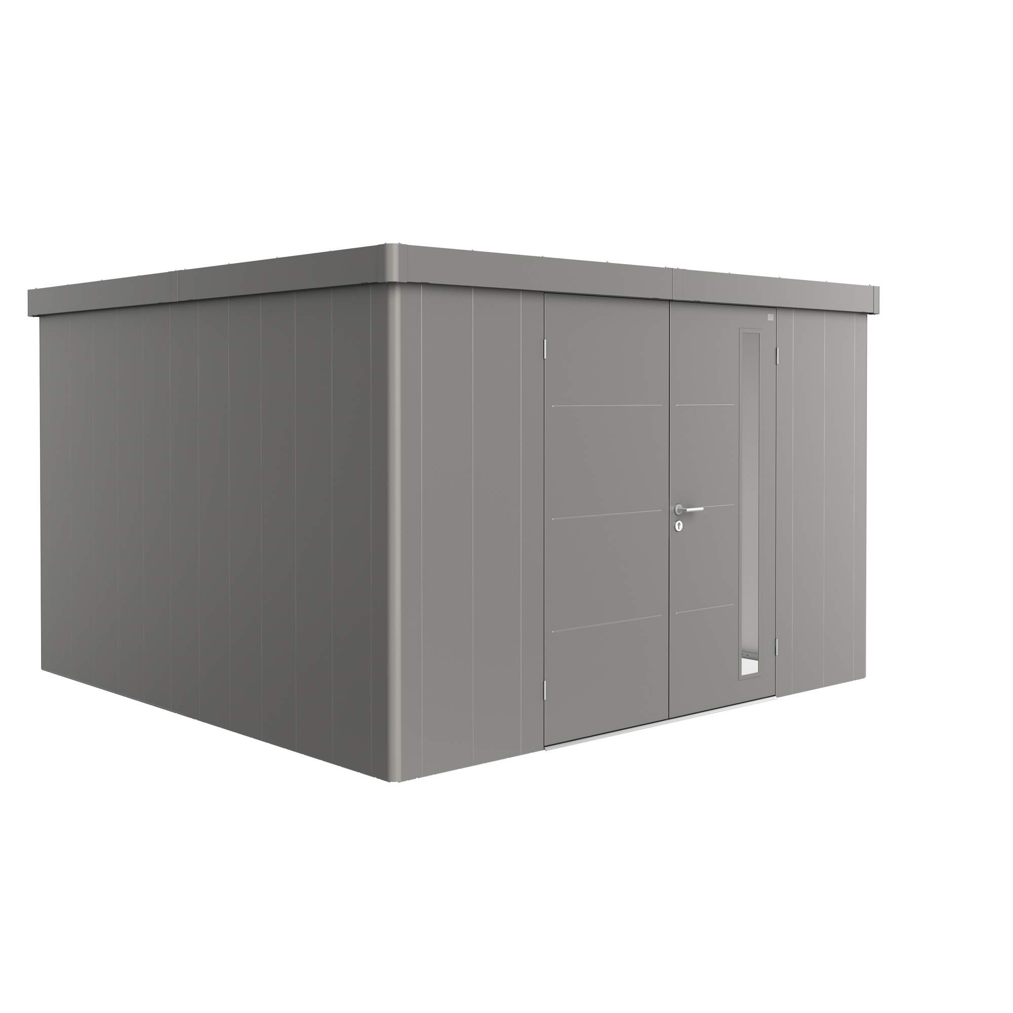 Gerätehaus 'Neo 4D' quarzgrau-metallic 348 x 348 cm mit Doppeltür