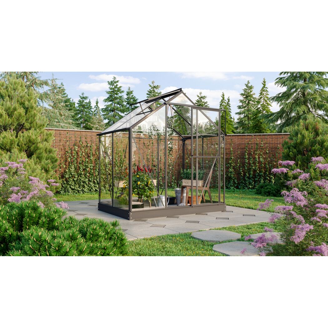 Gewächshaus Triton 2500 ESG schwarz im Garten