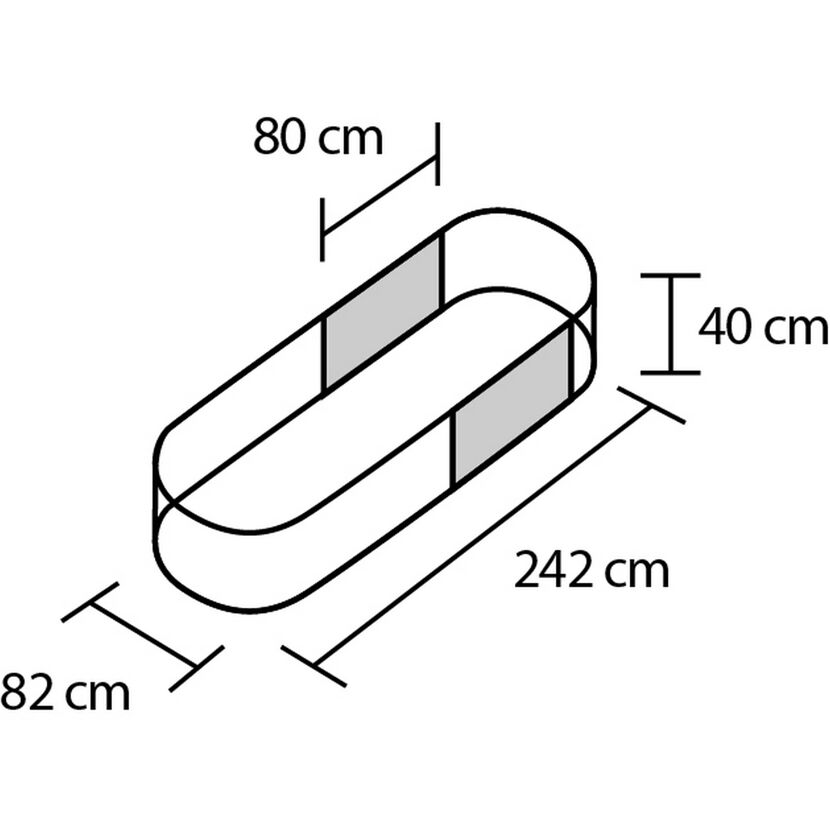 Hochbeeterweiterung 401 granit mit Maßen