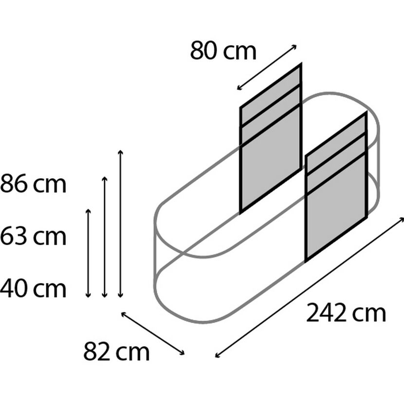 Hochbeeterweiterung 401 granit mit Maßen