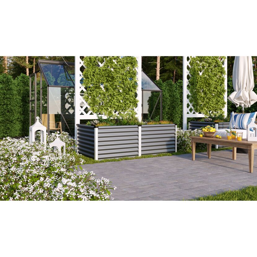 Hochbeet Linus 630 granit/alu im Garten