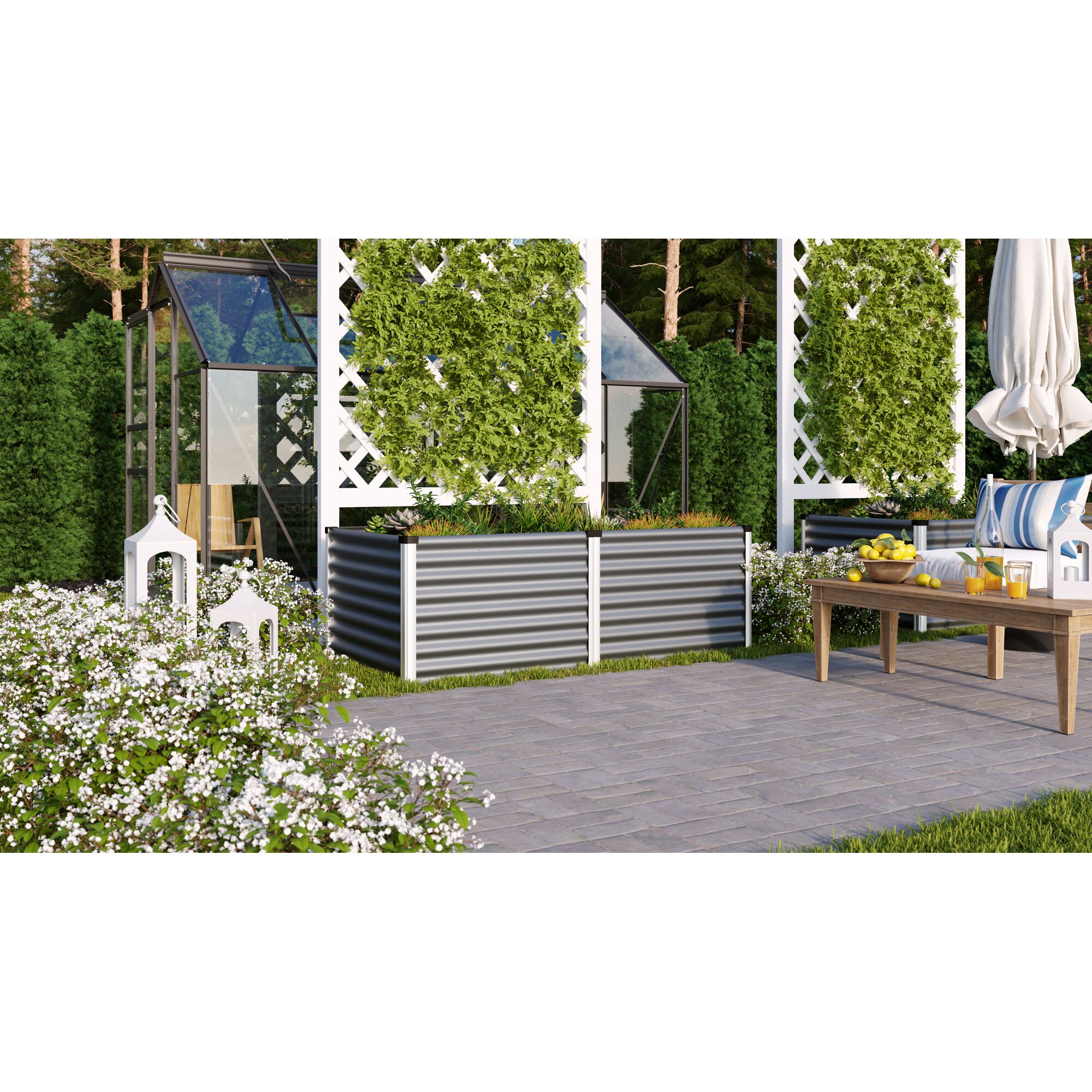 Hochbeet Linus 630 granit/alu im Garten