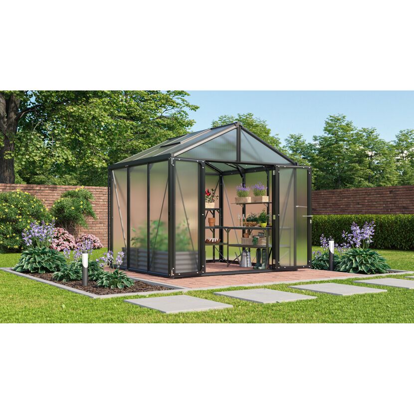 Gewächshaus Zeus Comfort 6200 mit geöffneter Tür