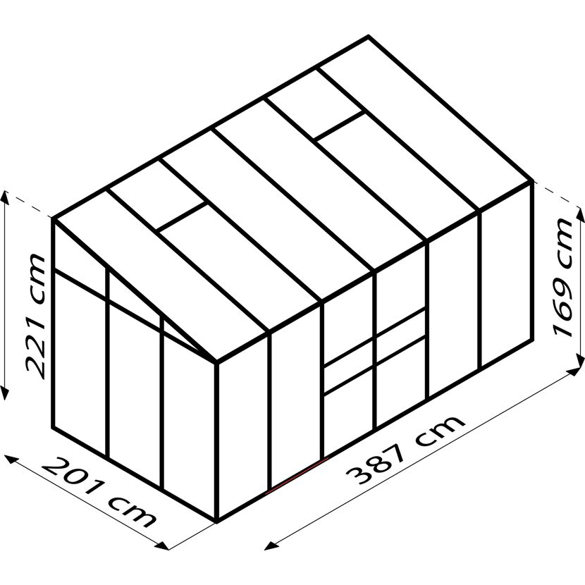 Gewächshaus IDA 7800 mit Maßen
