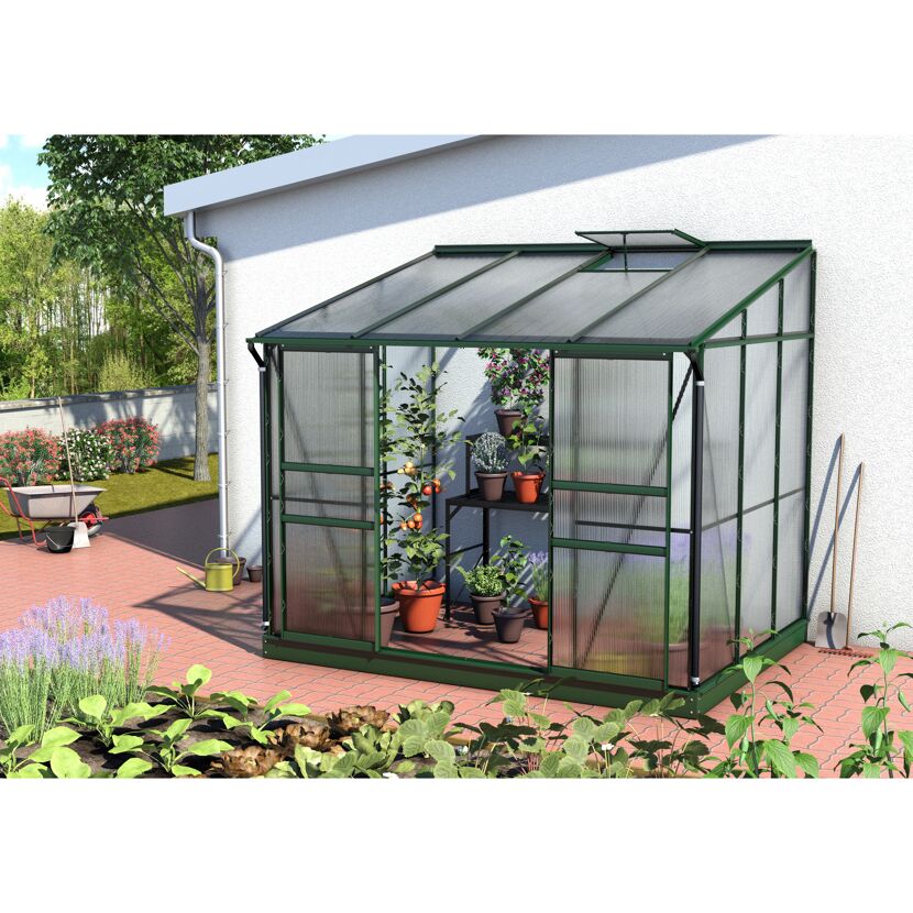 Gewächshaus Ida 5200 HKP smaragd mit Tomatenpflanzen