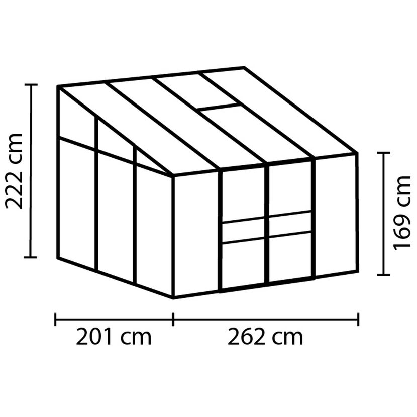 Gewächshaus Ida 5200 HKP 4mm smaragd mit Maßen