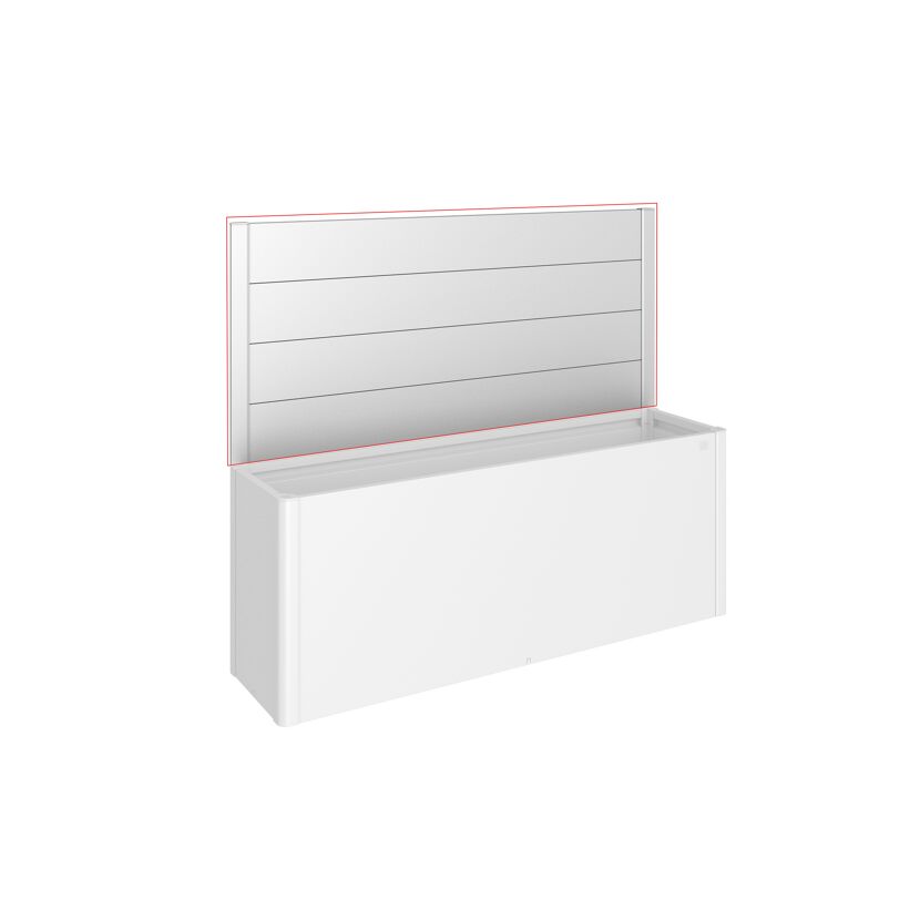Weiße Gartenbox geöffnet