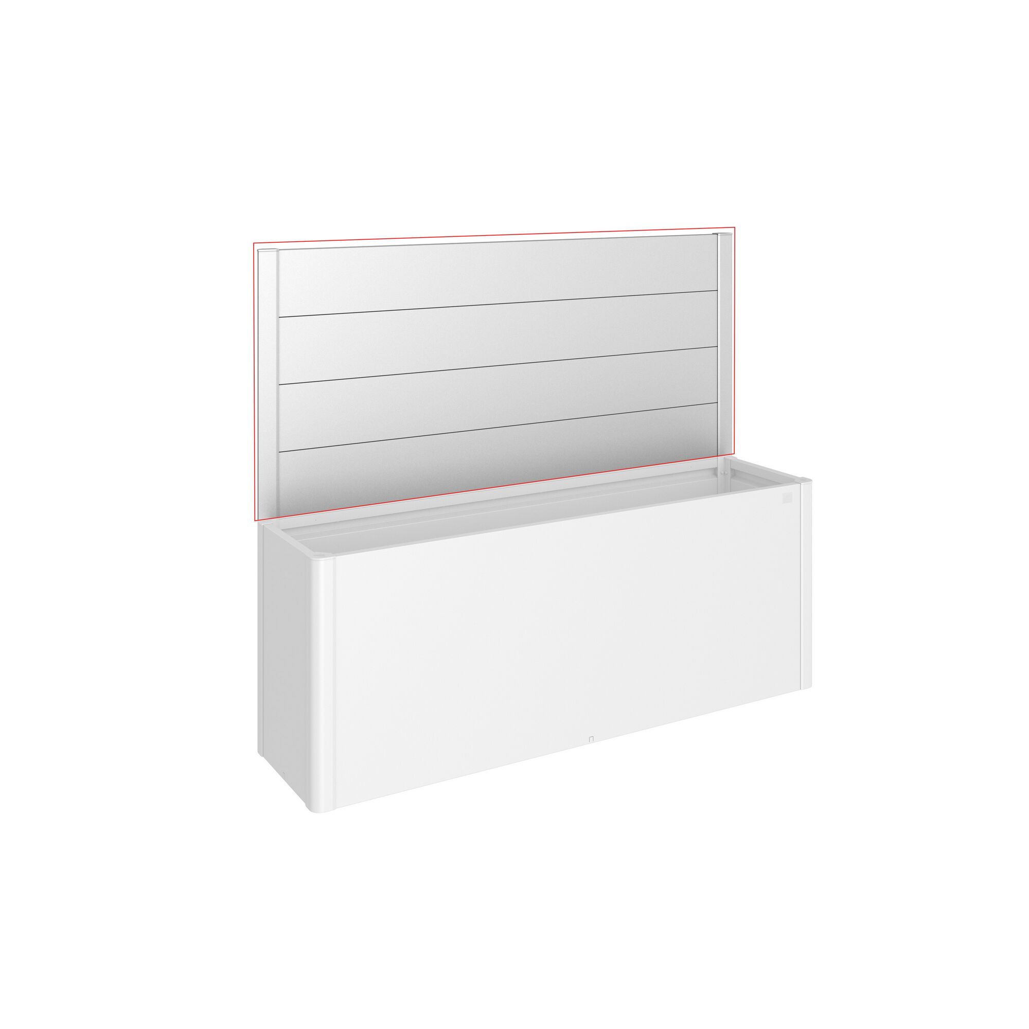 Weiße Gartenbox geöffnet