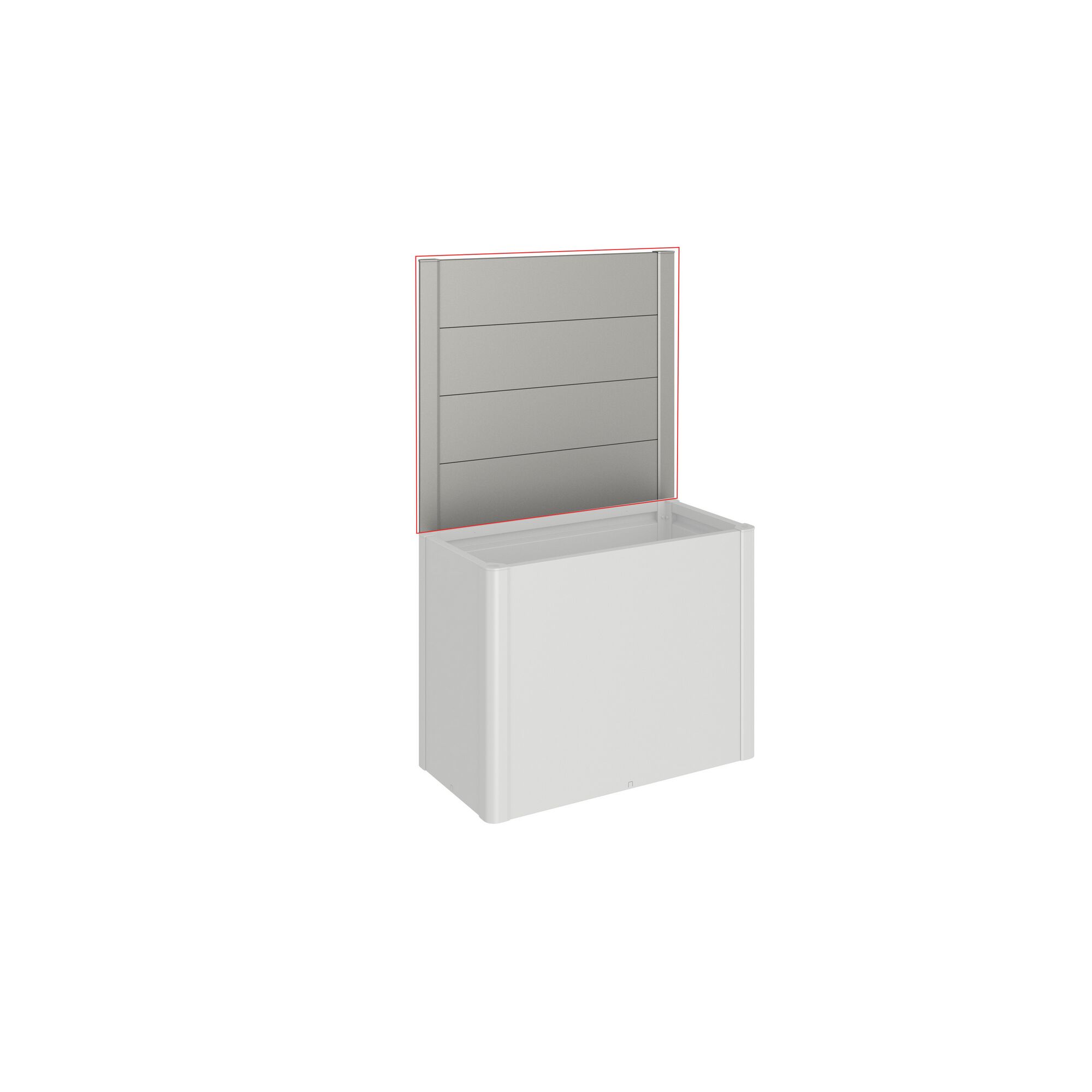 Offene graue Aufbewahrungsbox