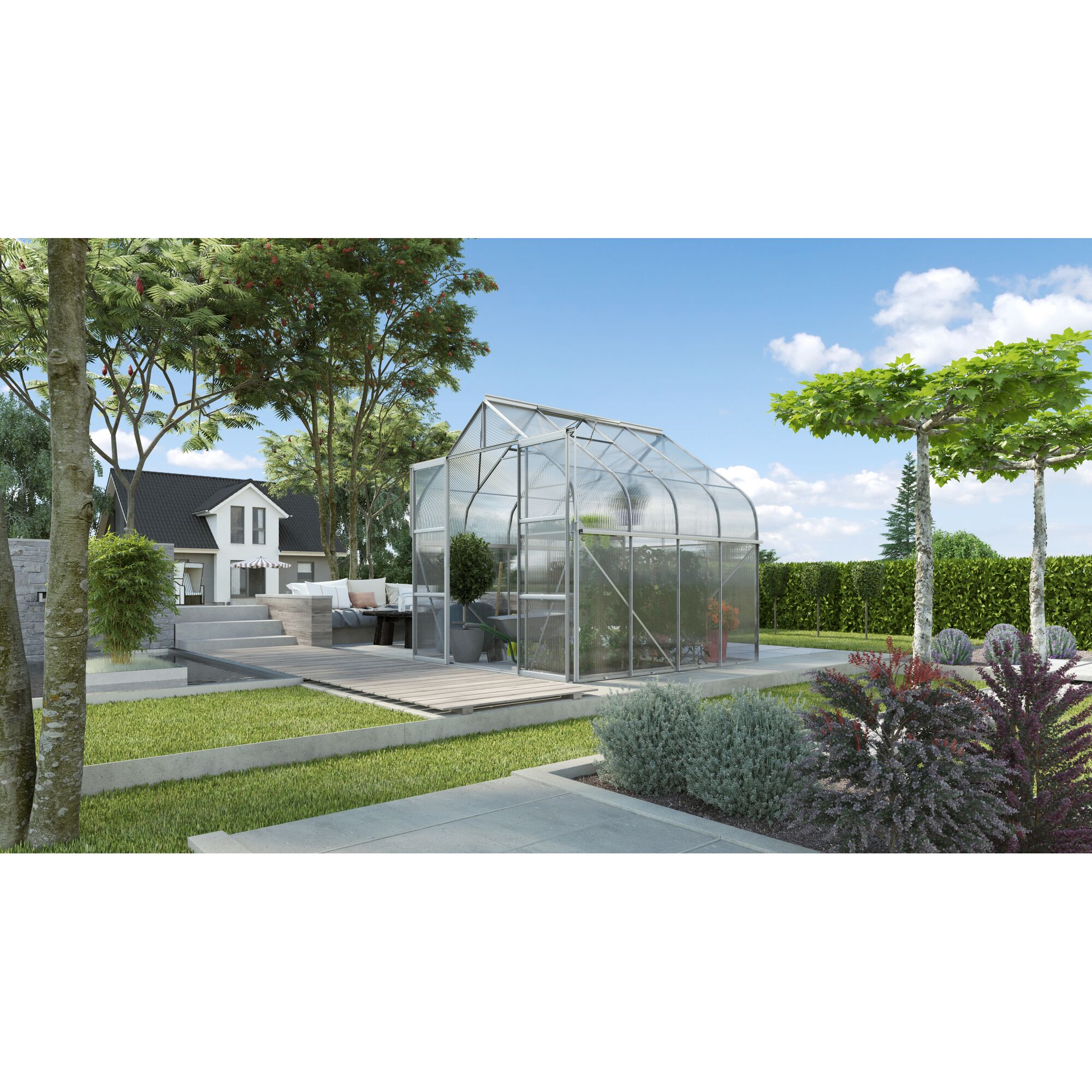 Gewächshaus Diana 6700 HKP 4mm im Garten