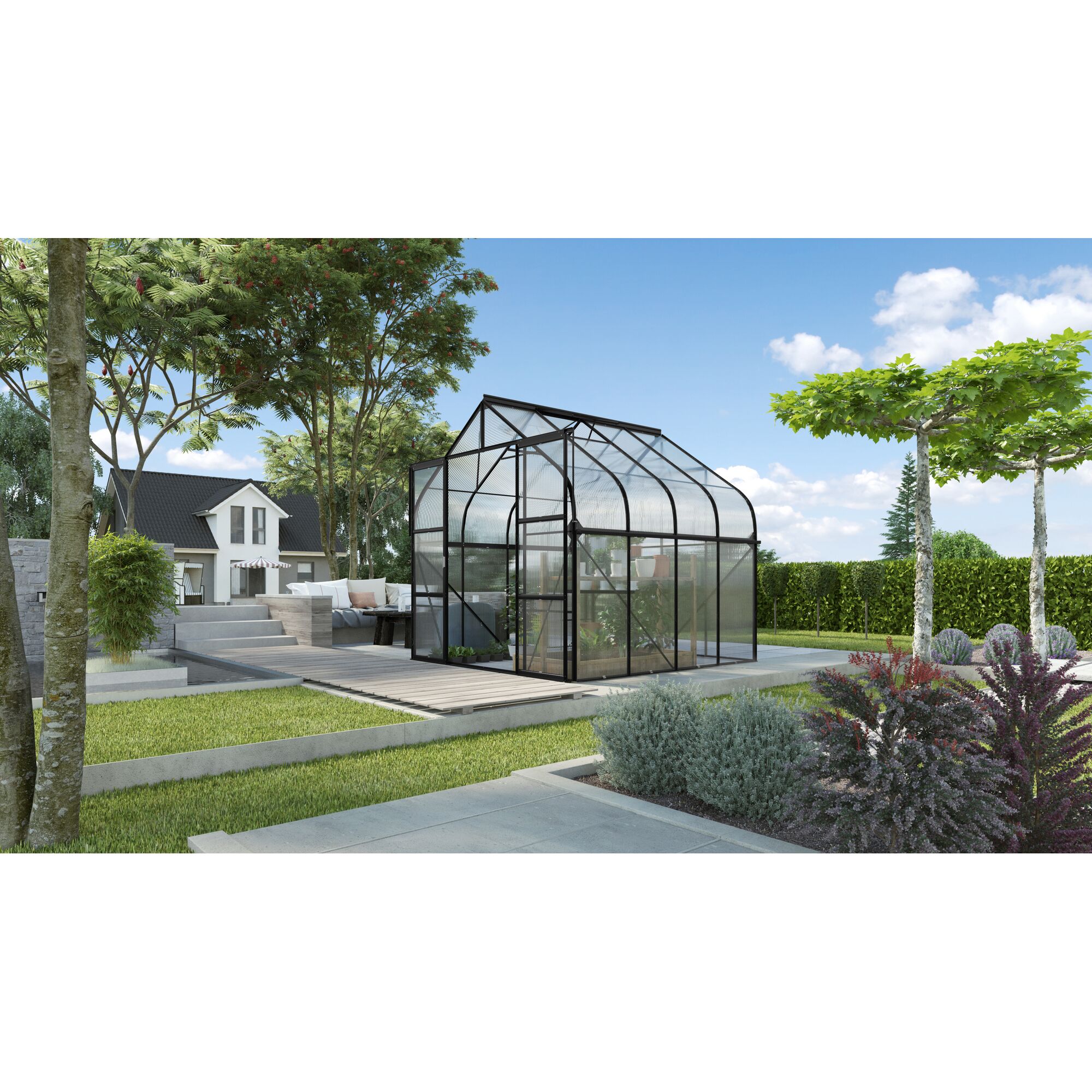 Gewächshaus Diana 6700 HKP 4mm im Garten