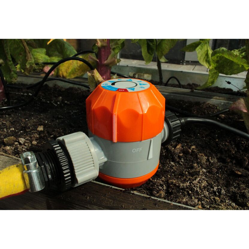 Mechanische Bewässerungsuhr im Beet