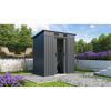 Anthrazitfarbenes Metall-Gerätehaus im Garten