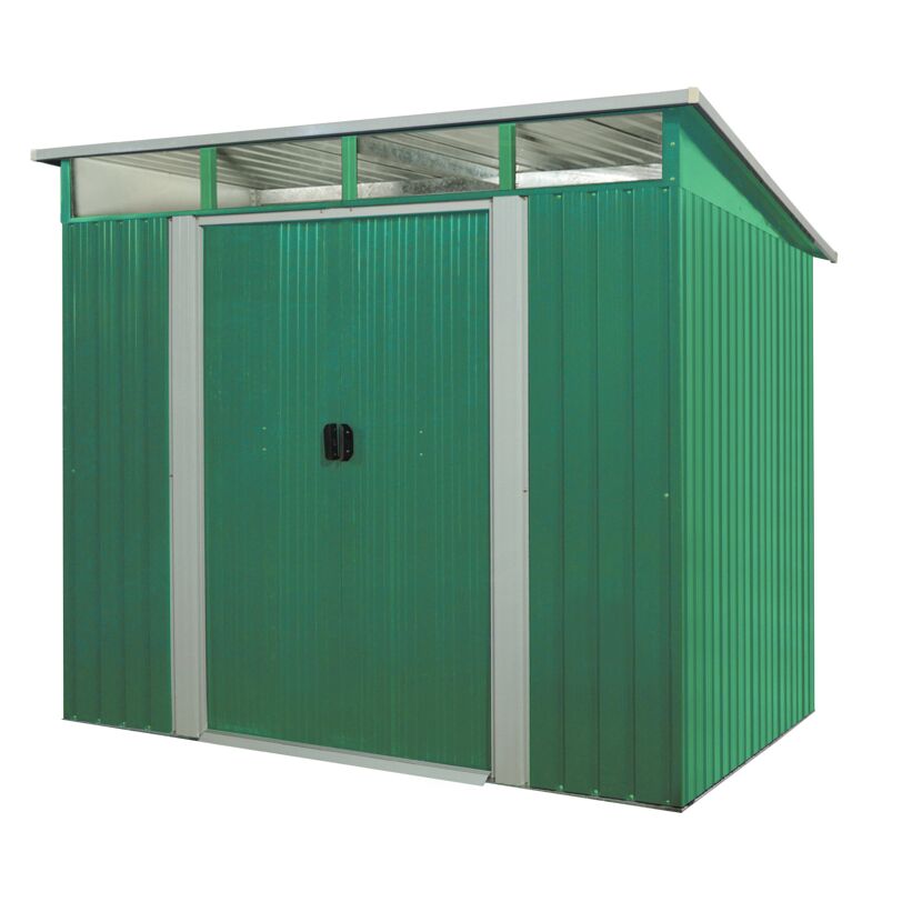 Grünes Gartenhaus aus Metall