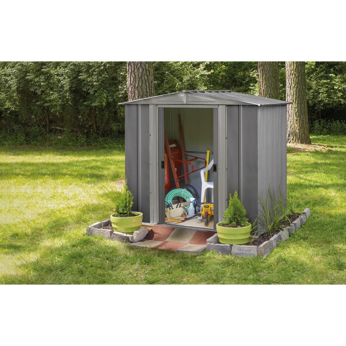 Metallgerätehaus 'Düsseldorf l 65' schiefergrau 186 x 143 x 172 cm