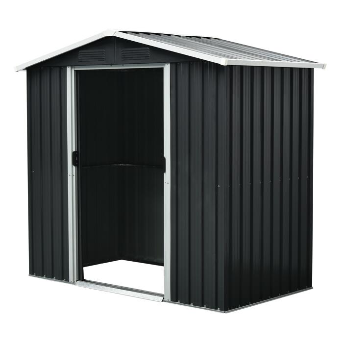Metallgerätehaus 'Düsseldorf II 64' schiefer/weiß 194 x 110 x 184