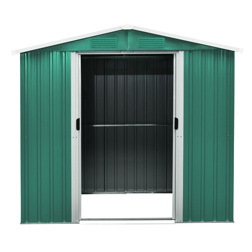 Metallgerätehaus 'Köln II 65' mit Schiebetür tannengrün/weiß 194 x 131 x 200 cm