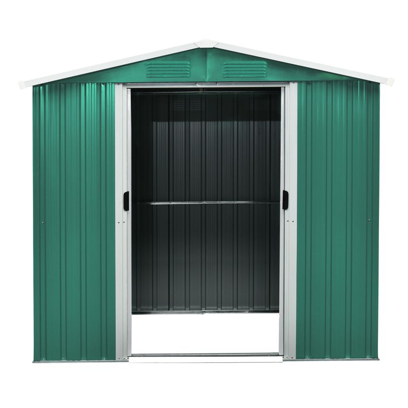 Metallgerätehaus 'Köln II 65' tannengrün/weiß 194 x 131 x 200 cm