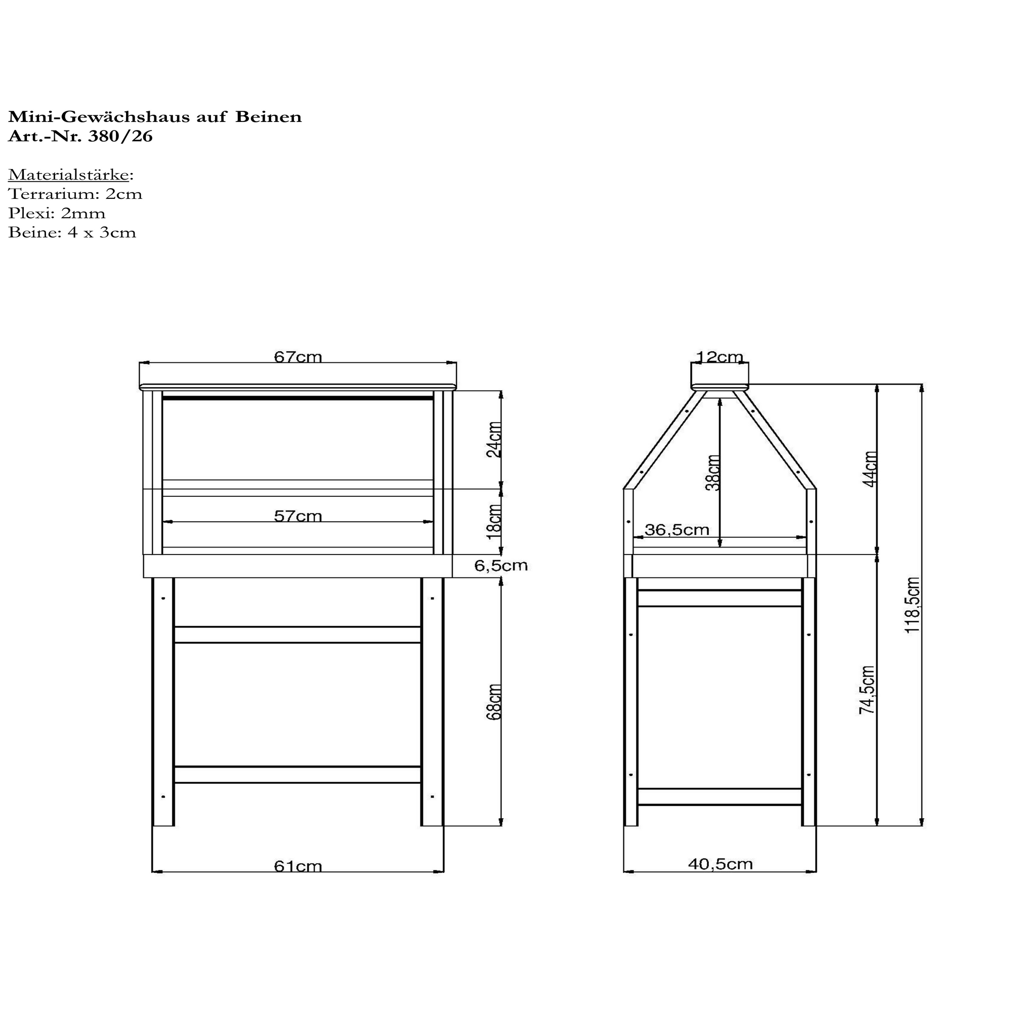 Minigewächshaus aus FSC®-zertifiziertem Kiefernholz 115 x 65 x 40 cm + product picture