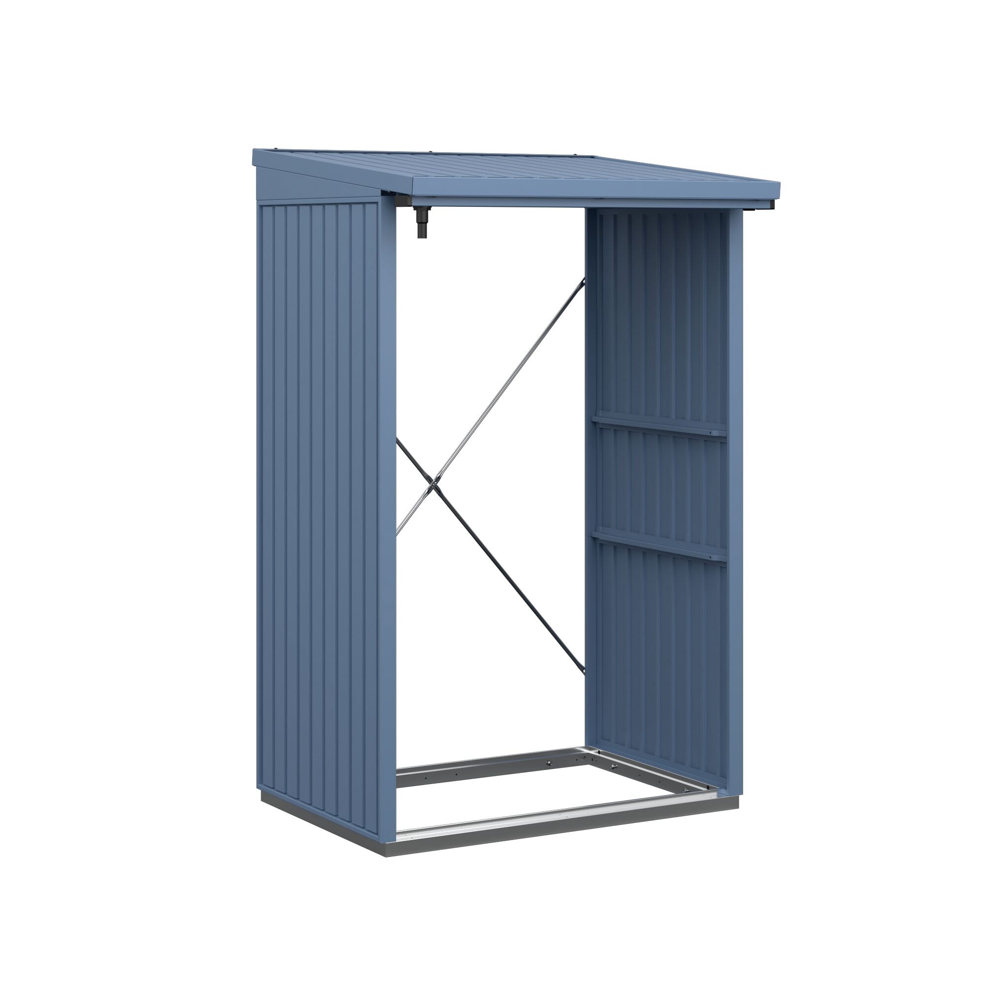 Taubenblauer Kaminholzregal Typ 1