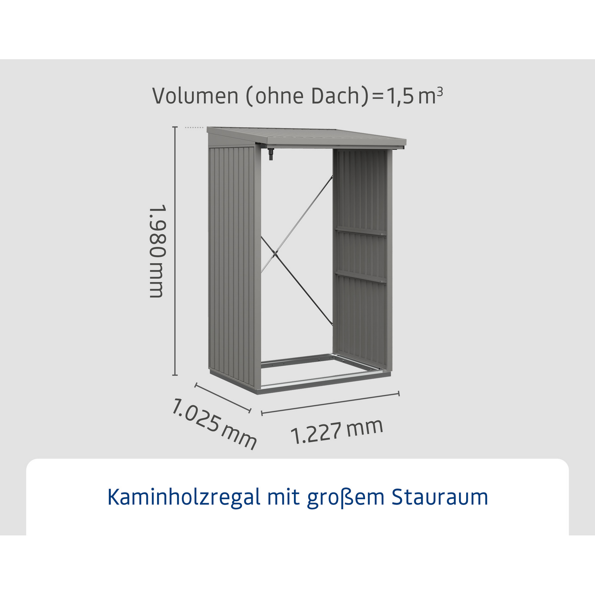 Kaminholzregal 'TrendTyp 1' graualuminium 102,5 x 122,7 x 198 cm + product picture