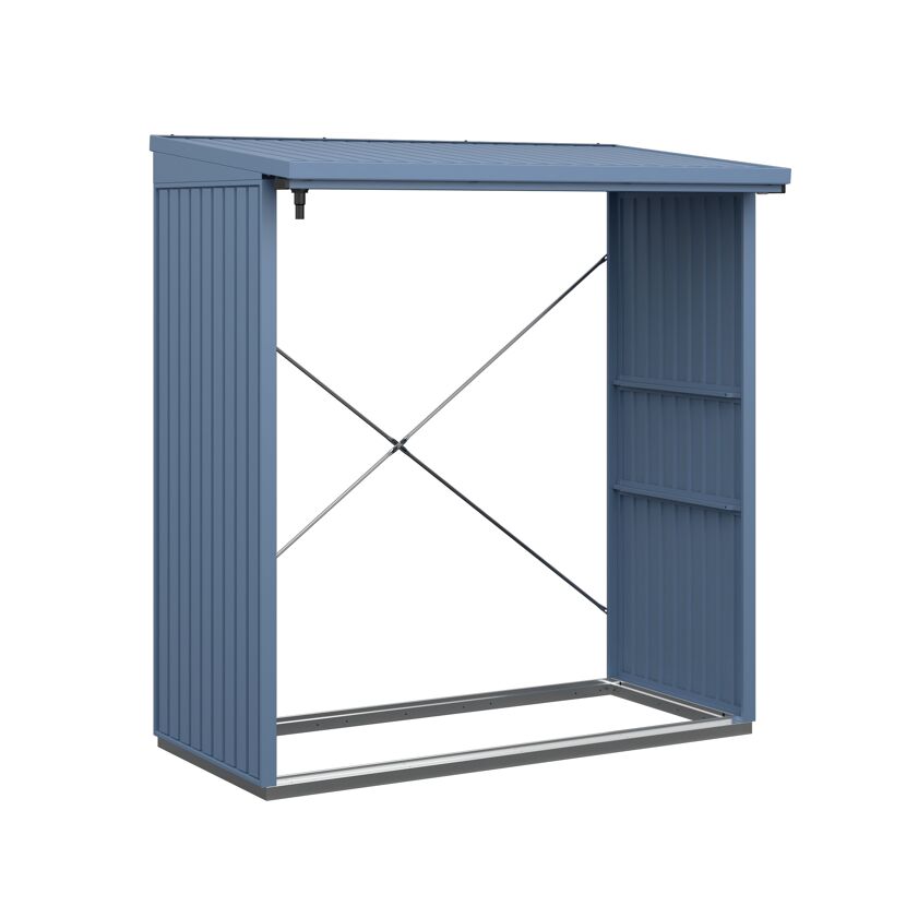 Taubenblauer Kaminholzregal Typ 2