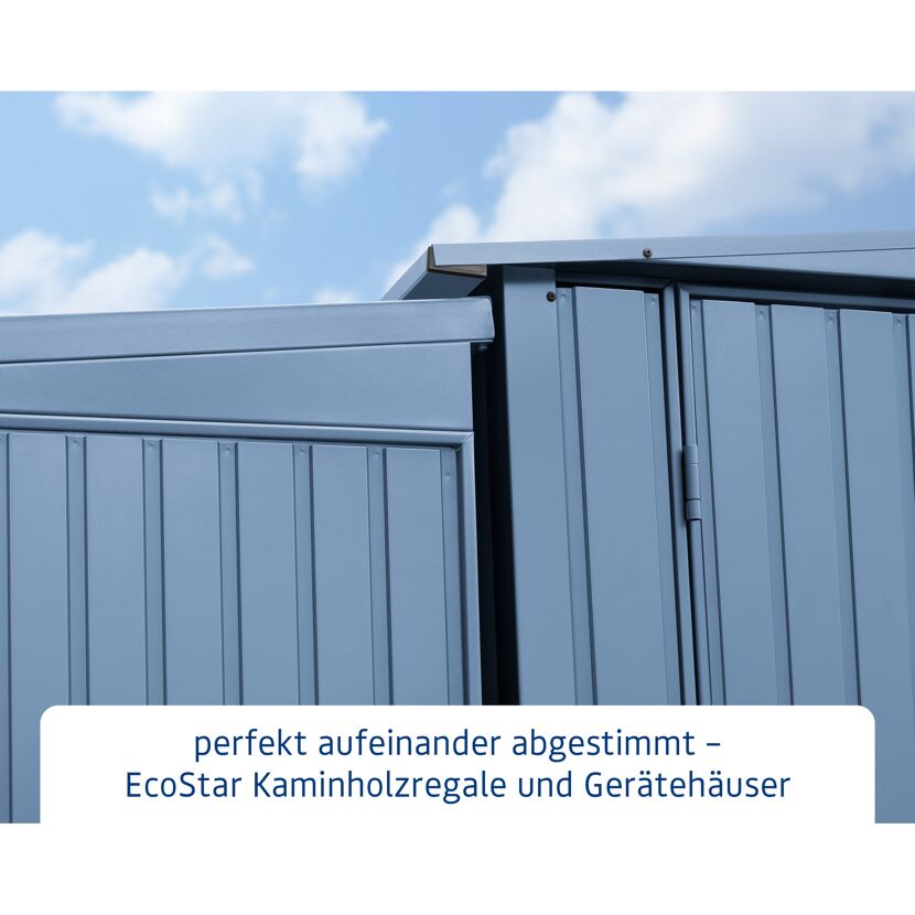 EcoStar Kaminholzregal und Gerätehaus