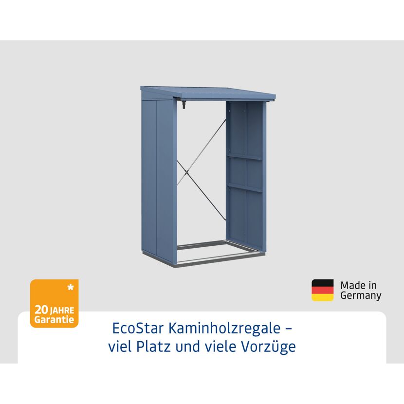 Kaminholzregal 'Elegant Typ 1' taubenblau 122,7 x 198 x 102,5 cm