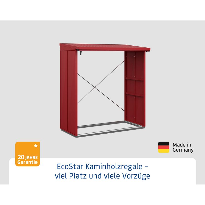 Kaminholzregal 'Elegant Typ 2' purpurrot 102,5 x 181,4 x 198 cm