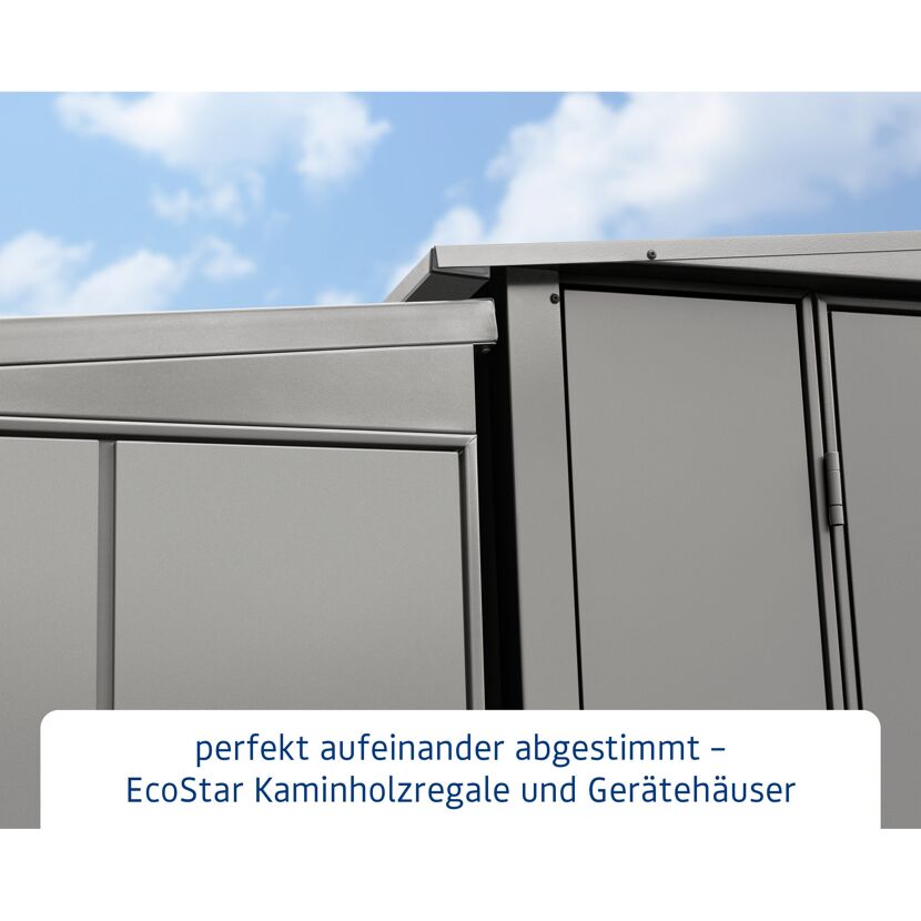 EcoStar Kaminholzregale und Gerätehäuser
