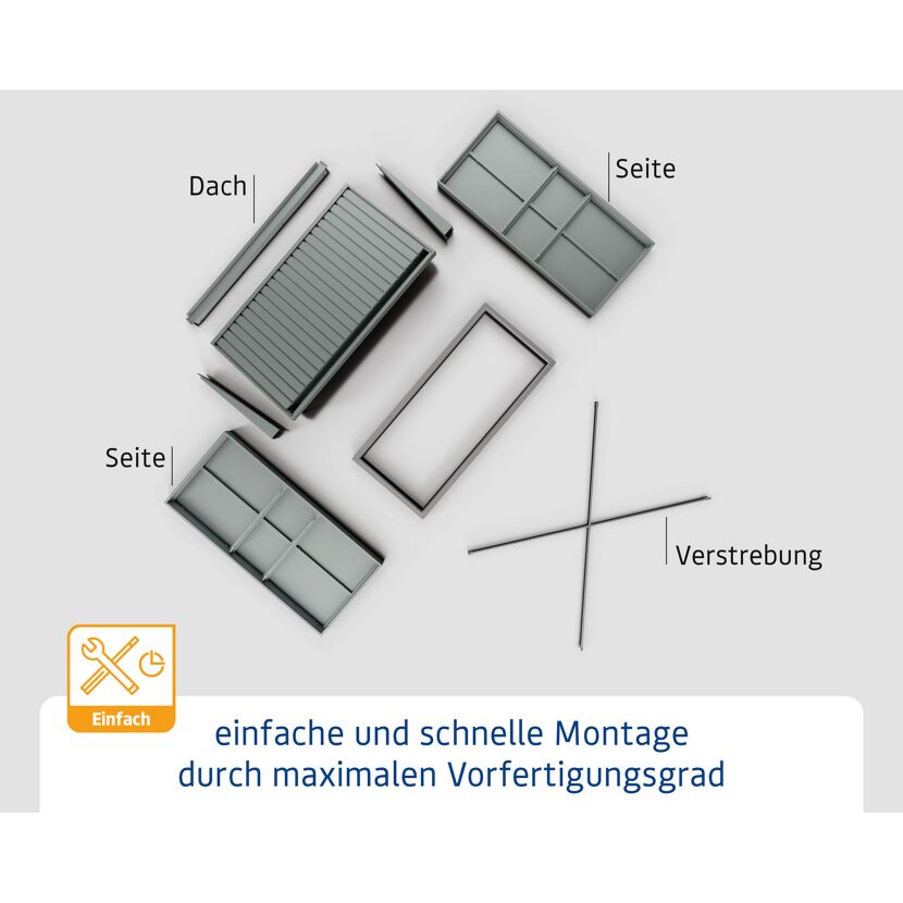 Einzelteile eines Kaminholzregals