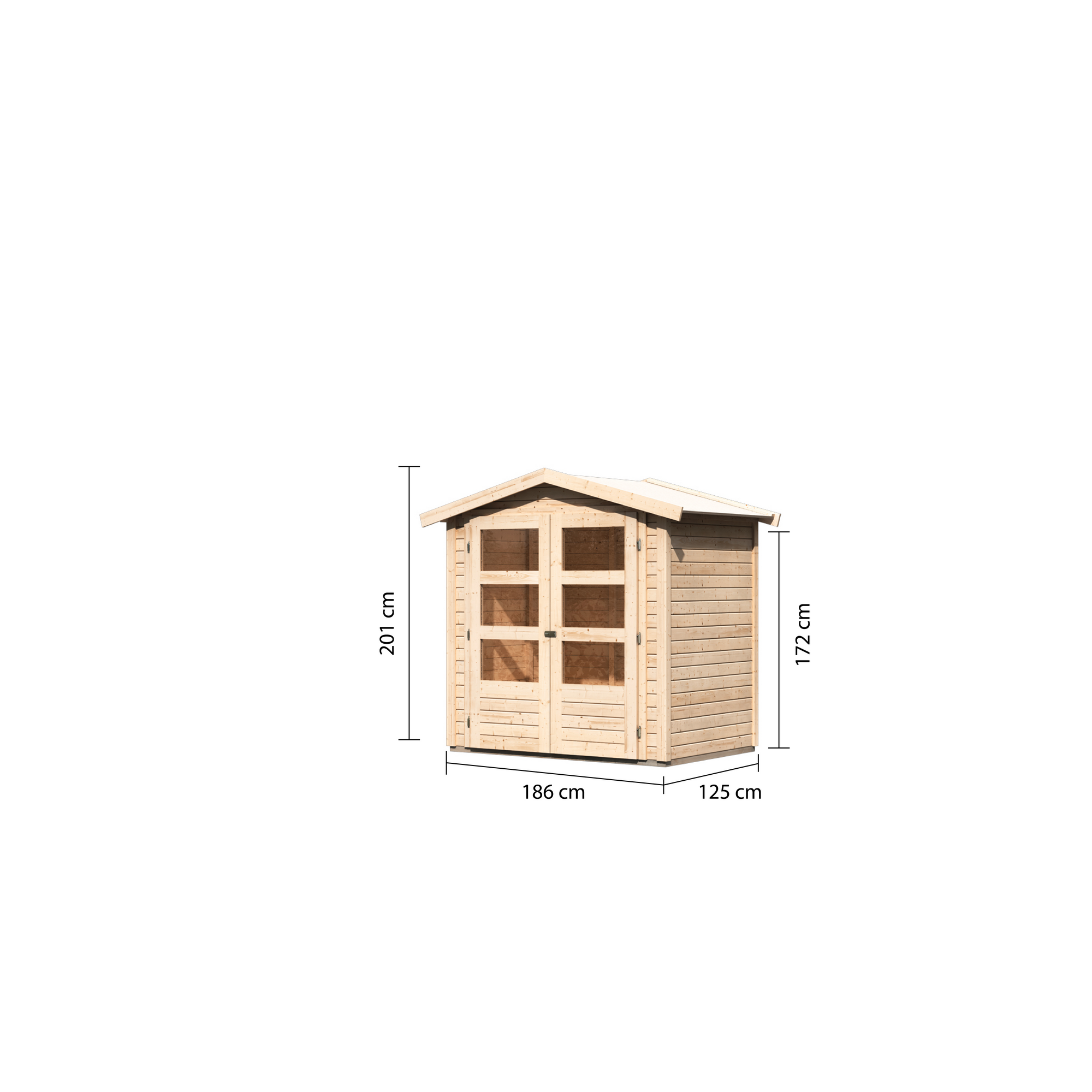 Gartenhaus 'Gramberg 1' Fichtenholz naturbelassen 201 x 186 x 125 cm