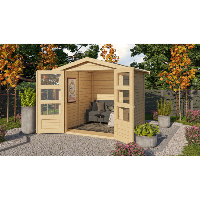 Bild von Gartenhaus 'Gramberg 2' Fichtenholz naturbelassen 201 x 186 x 186 cm