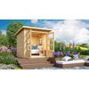 Gartenhaus Rockach mit Sofa und Dekoelementen