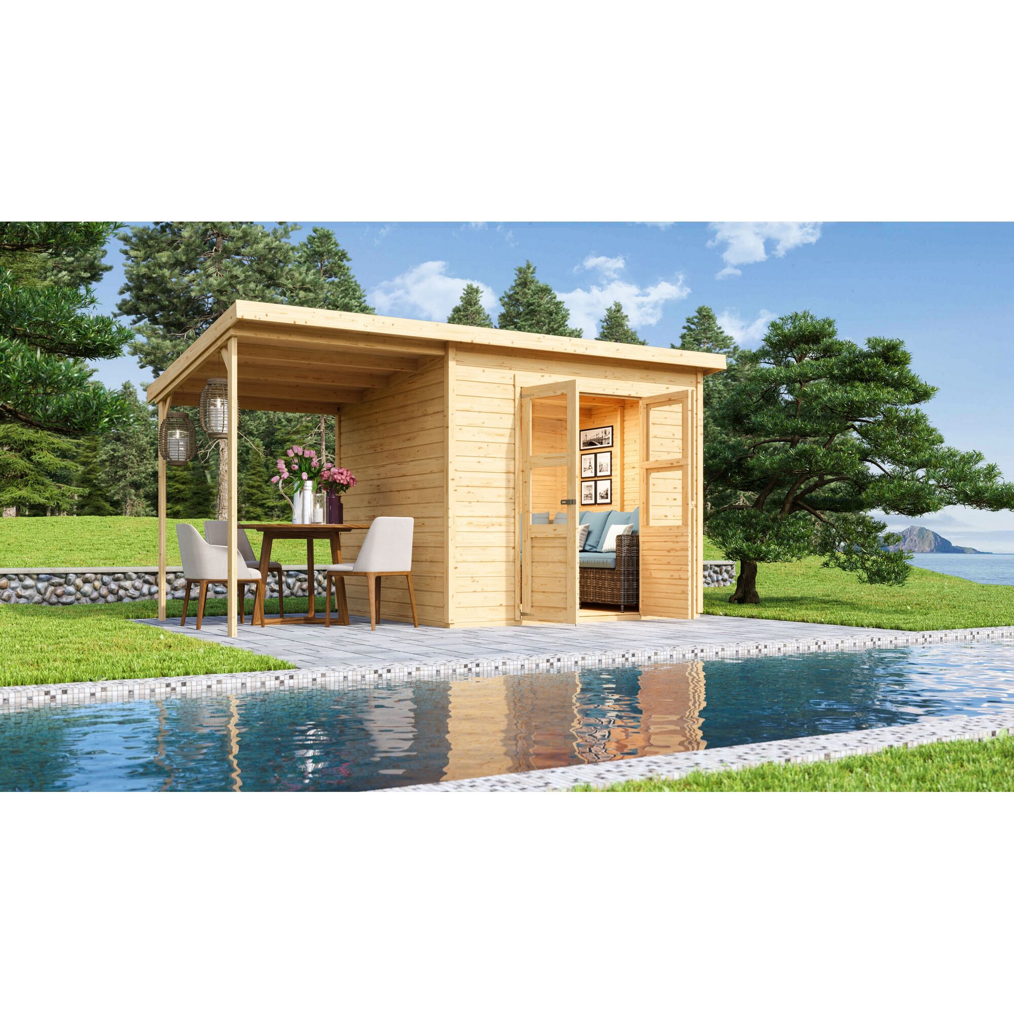 Gartenhaus Berseburg mit Pool und Essbereich