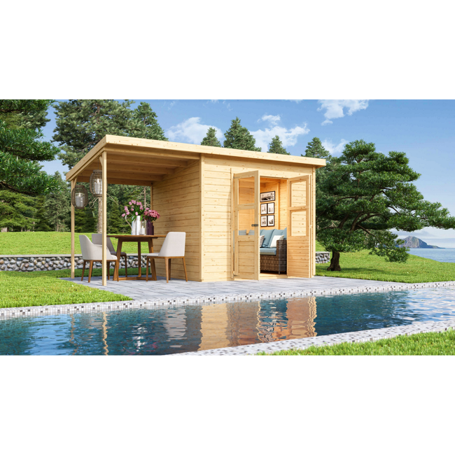 Bild von Gartenhaus-Set 'Berseburg 5' Fichtenholz naturbelassen 219 x 400 x 214 cm