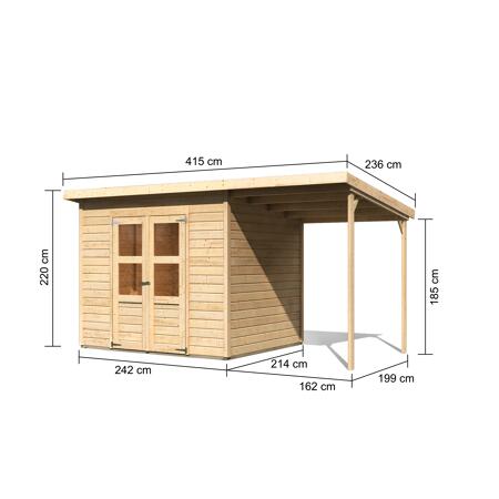 4. Bild von Gartenhaus-Set 'Berseburg 5' Fichtenholz naturbelassen 219 x 400 x 214 cm