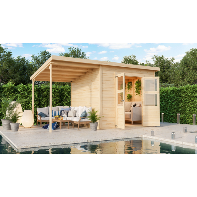 Bild von Gartenhaus-Set 'Berseburg 6' Fichtenholz naturbelassen 219 x 400 x 240 cm