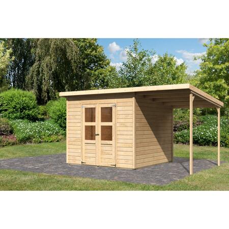 3. Bild von Gartenhaus-Set 'Berseburg 6' Fichtenholz naturbelassen 219 x 400 x 240 cm